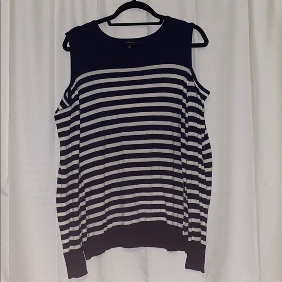 Cold Shoulder Striped Sweater - Picture 1 of 6